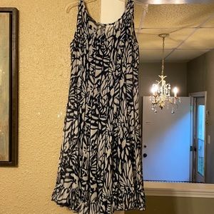 Navy blue/white print sleeveless cocktail dress